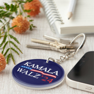 Kamala Harris Walz 2024 Obviously Blue Keychain