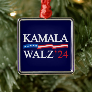 Kamala Harris Walz 2024 Obviously Blue Metal Ornament