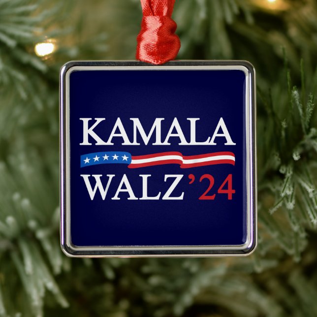 Kamala Harris Walz 2024 Obviously Blue Metal Ornament (Tree)
