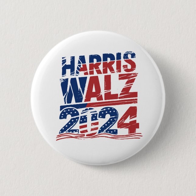 Kamala Harris Walz 2024 President Election 2 Inch Round Button (Front)