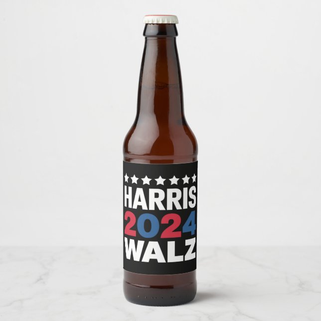 Kamala Harris Walz For President Vice President  Beer Bottle Label (Front)