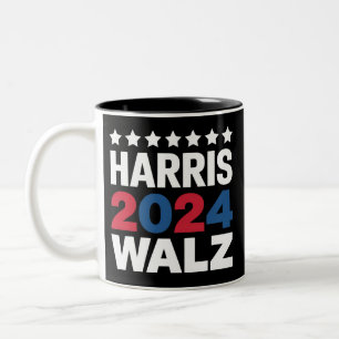 Kamala Harris Walz For President Vice President Two-Tone Coffee Mug