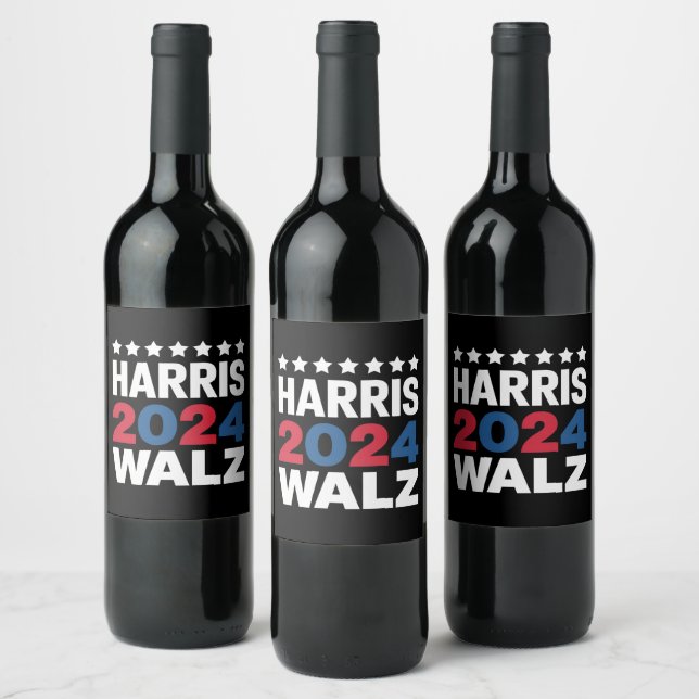 Kamala Harris Walz For President Vice President  Wine Label (Bottles)