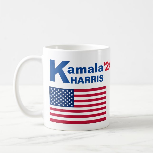 Kamala Harris with American Flag Coffee Mug (Left)