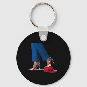 Kamala Harris With High Heels Stepping On Red Hat Keychain