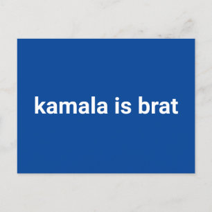 kamala is brat funny modern typography white blue postcard