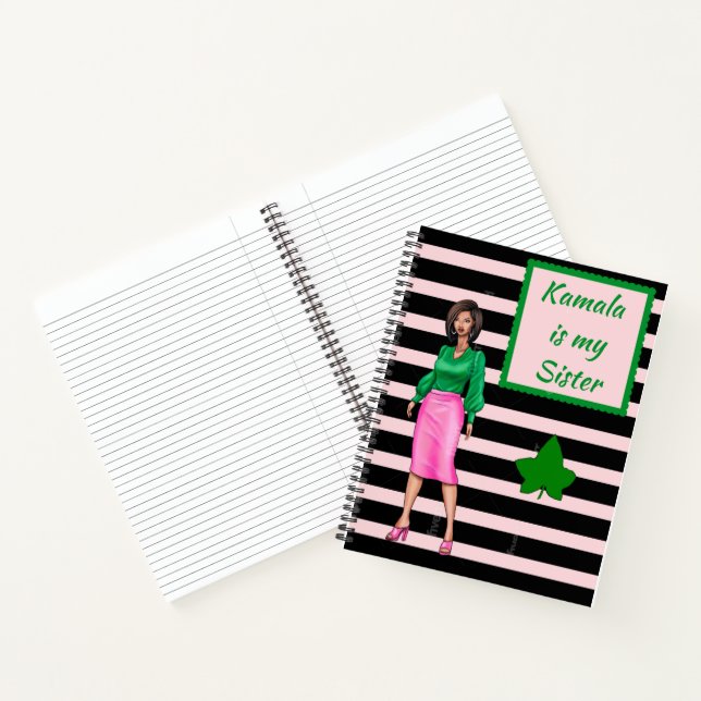 Kamala is my sister pink and black notebook (Inside)