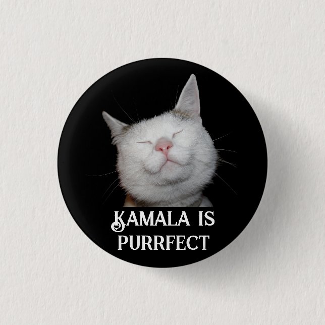 Kamala is Purrfect  1 Inch Round Button (Front)