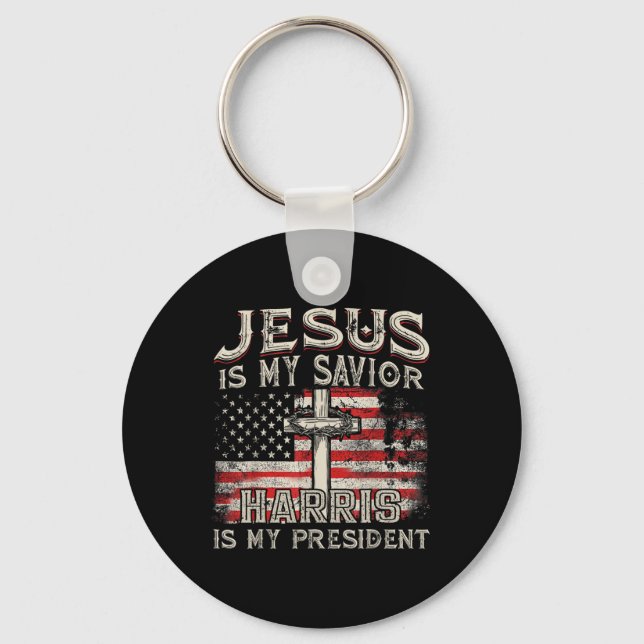 Kamala Jesus Is My Saviour Harris Is My President  Keychain (Front)