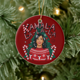 Kamala-la-la-la Funny Christmas Kamala Harris Ceramic Ornament