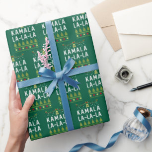 Kamala La La La Funny Harris Christmas Ugly Green Wrapping Paper