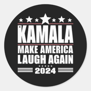 Kamala Make America Laugh Again American Flag 2024 Classic Round Sticker