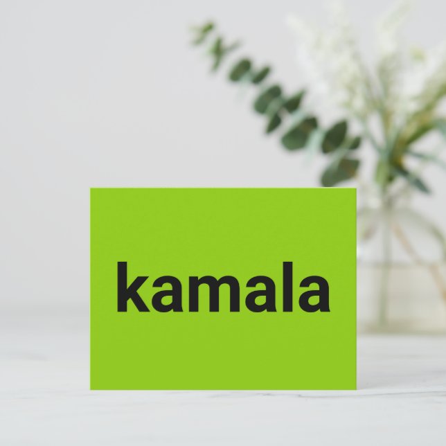 kamala minimalist text black lime green brat cool postcard (Standing Front)