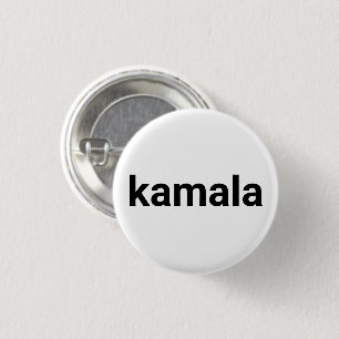kamala minimalist typography simple black white 1 inch round button