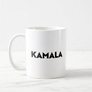 Kamala modern bold typography black and white coffee mug