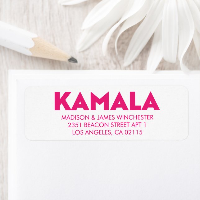 Kamala modern bold typography hot pink and white (Insitu)