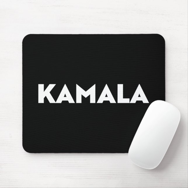 Kamala modern bold typography minimalist black mouse pad (With Mouse)