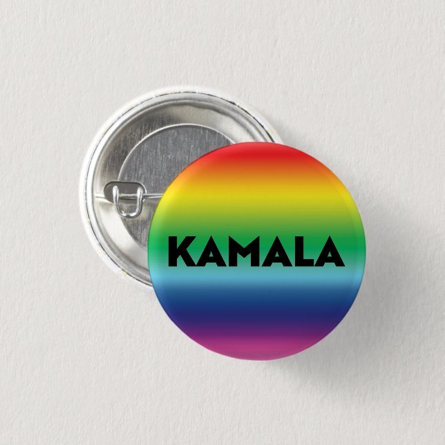 Kamala modern rainbow gradient lgbt gay pride 1 inch round button (Front & Back)