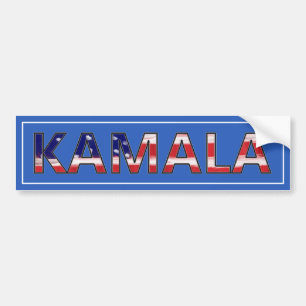 Kamala On Blue With Flag Bumper Sticker