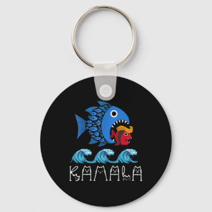 Kamala Over Trump Blue Wave Big Fish Eats Small Fi Keychain