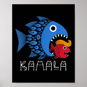 Kamala Over Trump Blue Wave Big Fish Eats Small Fi Poster