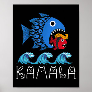 Kamala Over Trump Blue Wave Big Fish Eats Small Fi Poster