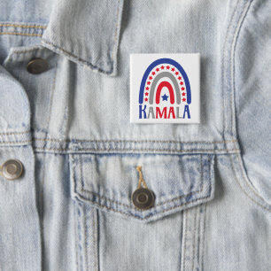 Kamala Political Boho Patriotic Rainbow Modern 2 Inch Square Button