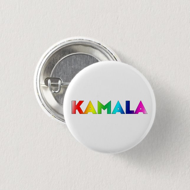 Kamala rainbow gradient modern typography pride 1 inch round button (Front & Back)