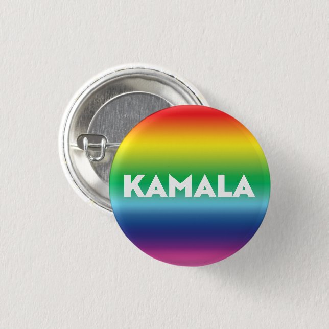 Kamala rainbow gradient pattern modern typography  1 inch round button (Front & Back)