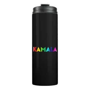 kamala rainbow gradient typography pride black thermal tumbler