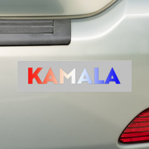 Kamala red white blue gradient typography grey bumper sticker