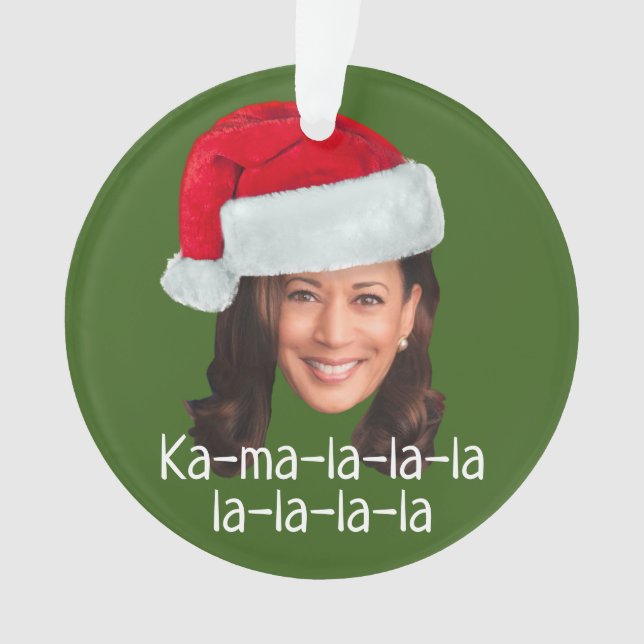 Kamala Santa Hat - Biden Walz 2024 funny holiday Ornament (Front)