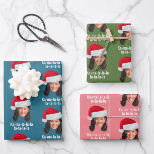 Kamala Santa Hat - Harris funny holiday Wrapping Paper Sheet