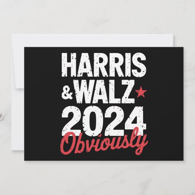 Kamala Walz Obviously 2024 Harris Waltz 2024  Invitation (Front)