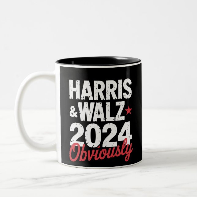 Kamala Walz Obviously 2024 Harris Waltz 2024  Two-Tone Coffee Mug (Left)