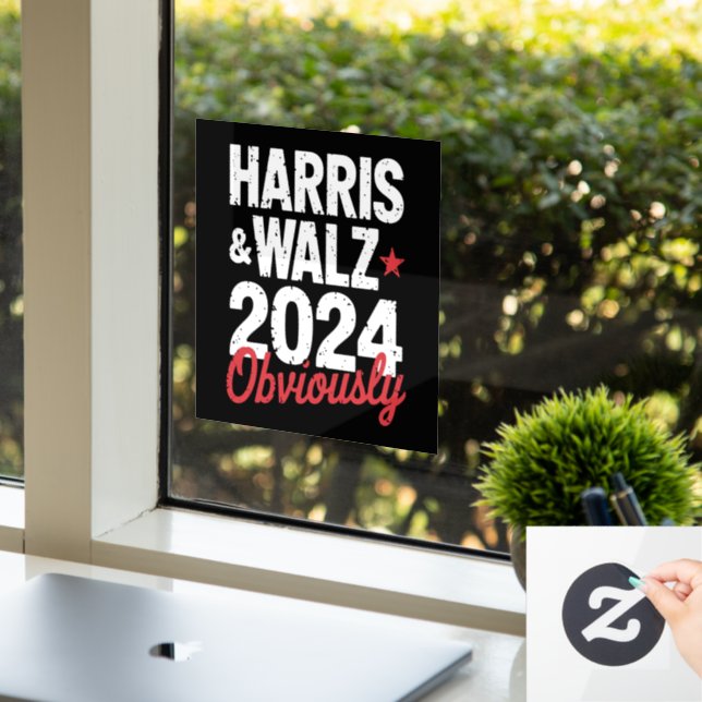 Kamala Walz Obviously 2024 Harris Waltz 2024  Window Cling (Office)