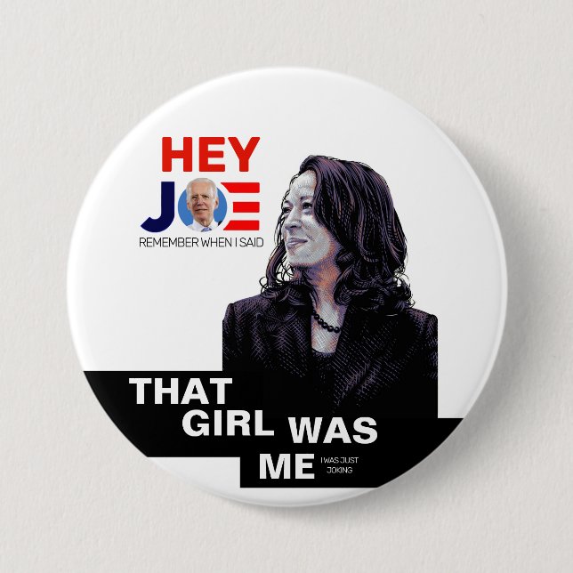 Kamala was just joking 3 inch round button (Front)