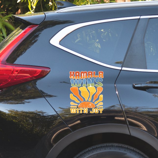 Kamala Wins with Joy Retro Boho Harris Walz  (Car Side)