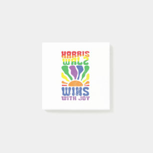 Kamala Wins with Joy Retro Boho Harris Walz LGBT   Post-it Notes