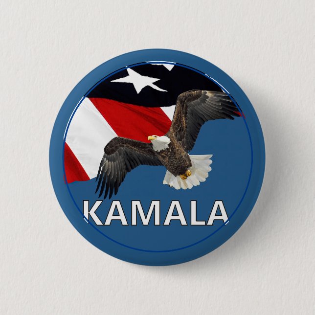 Kamala With Eagle and Flag 2 Inch Round Button (Front)