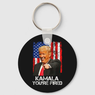 Kamala You're Fired Funny President Trump Laughing Keychain
