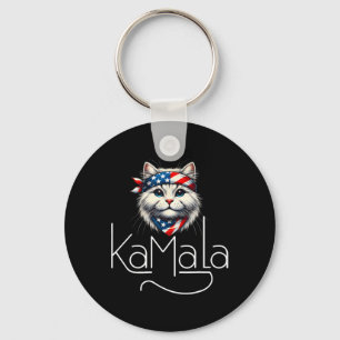 Kamalaharris 2024 Shirt Cat Lettering Positive Min Keychain