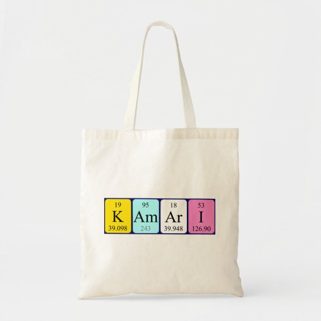Kamari periodic table name tote bag (Front)