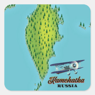 Kamchatka Peninsula Russia travel map. Square Sticker
