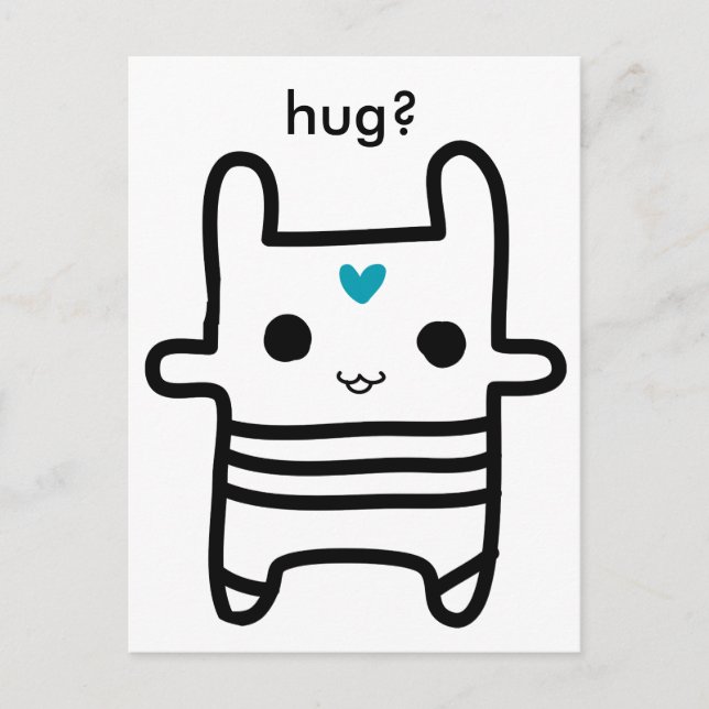 Kami - hearted bunny, hug? postcard (Front)