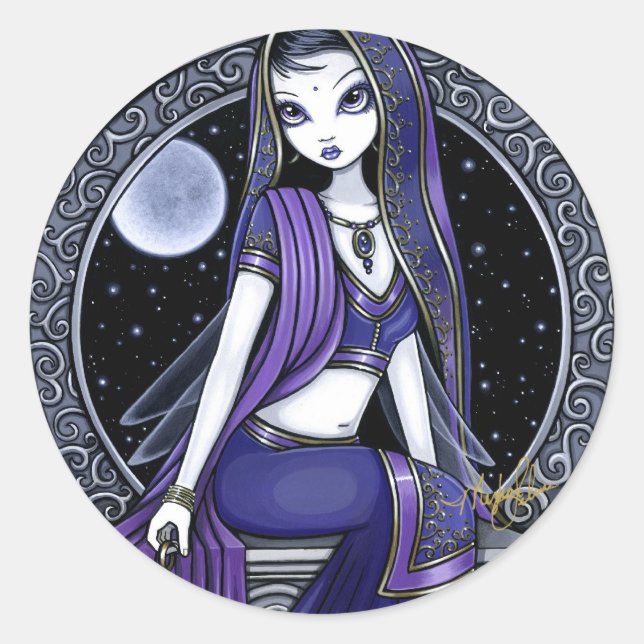 "Kami" Purple Moon Sari Fairy Stickers (Front)
