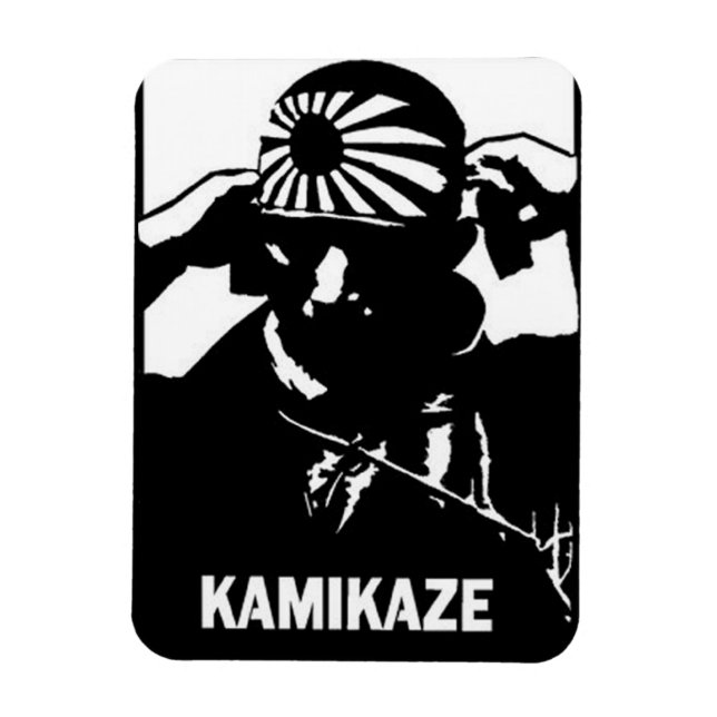 Kamikaze Black and White Japanese Pilot Magnet (Vertical)