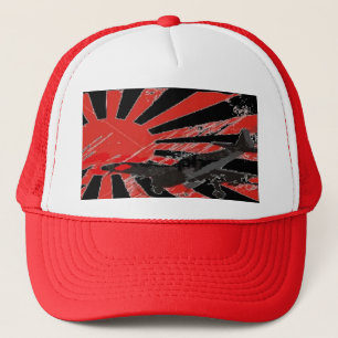 Kamikaze Bomber Japanese Rising Sun Flag - Custom Trucker Hat