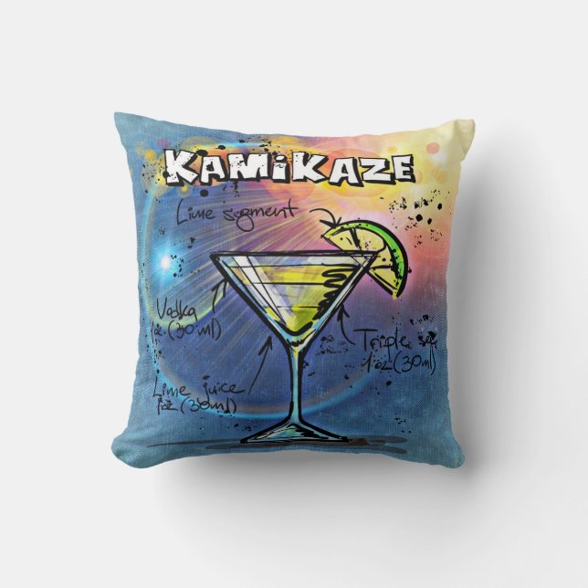Kamikaze Cocktail (#3 of 12 Drink Recipe Sets) Throw Pillow (Front)