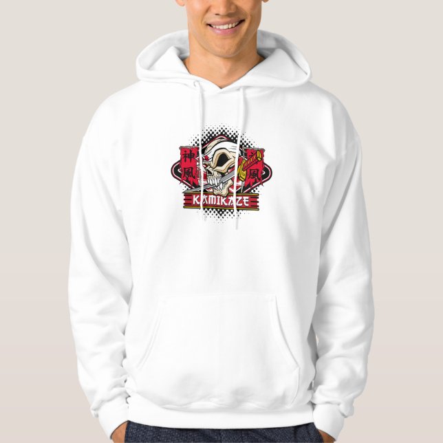 Kamikaze Skull With Japanese Sword Hoodie (Front)